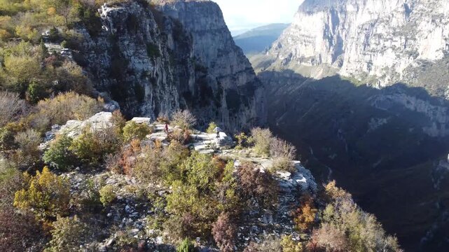  Spiral Traveling Vikos Gorge 4K. Epirus. Pindus Mountains. Greece