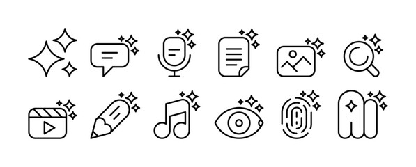 Fototapeta premium Artificial intelligence icons. Containing generative AI, technology, recognize, machine learning icons collection
