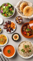 Assorted Middle Eastern Cuisine on Table.