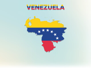 Obraz premium A modern flat illustration of the map of Venezuela filled with the national flag of Venezuela