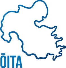 Fototapeta premium Oita prefecture map, simple minimalist vector illustration