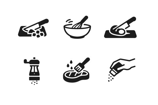 No text icons scalable icon food prep background chopping numbers vector labels