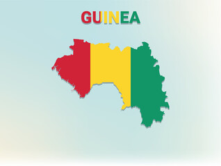 Obraz premium A modern flat illustration of the map of Guinea filled with the national flag of Guinea
