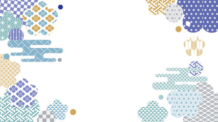 冬の季節の彩り和柄背景イラスト
