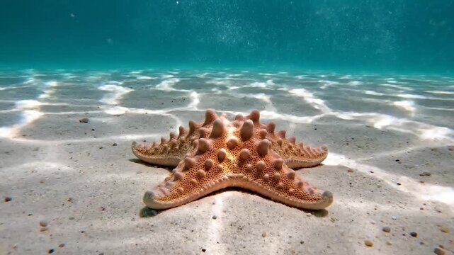 Starfish on Sandy Seabed - Underwater Beauty and Marine Life.