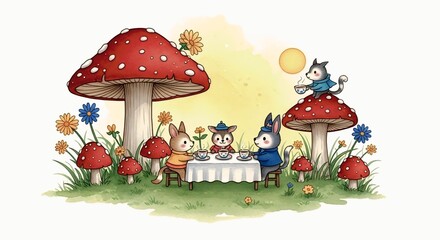 Fototapeta premium mushrooms in the grass