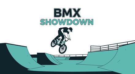 Fototapeta premium BMX Showdown: Dynamic Illustration of a Rider Executing a Daring Stunt