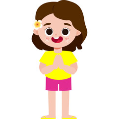 Fototapeta premium happy songkran festival cute kid cartoon illustration