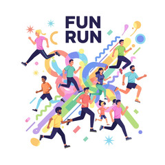 Fototapeta premium Diverse Group Engaged In Vibrant Fun Run Event Outdoor Activities