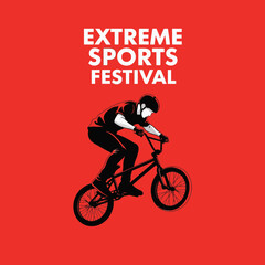 Fototapeta premium Dynamic BMX Rider In Action Captures Extreme Sports Festival Spirit Boldly