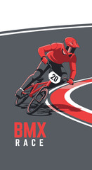 Naklejka premium Dynamic Bmx Rider In Action Dynamic Motion Capture Extreme Sport On Track