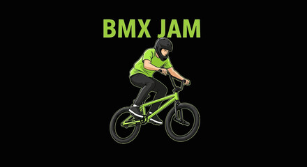 Naklejka premium Dynamic Bmx Rider Performing Tricks On A Bicycle In Motion