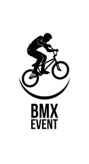 Fototapeta premium Dynamic Bmx Rider Silhouette Performing Extreme Stunt On A White Background