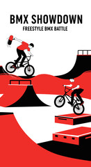 Obraz premium Dynamic BMX Freestyle Competition Action Sports Illustration With Vibrant Colors