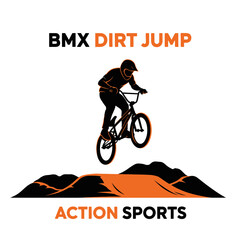 Obraz premium Dynamic Bmx Rider Soaring Over Dirt Jump During Extreme Sports Activity