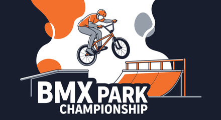 Obraz premium Dynamic Bmx Rider Soars Through Air During Intense Park Championship Competition