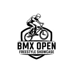 Obraz premium Dynamic BMX Freestyle Event Emblem Depicting Action, Thrills, and Competitive Energy