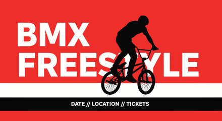 Obraz premium Dynamic Bmx Freestyle Rider Silhouette Dynamic Action Performance
