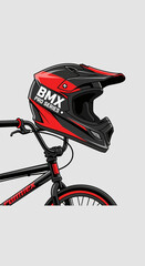 Obraz premium Dynamic Bmx Pro Series Helmet And Bicycle Component For Extreme Sports