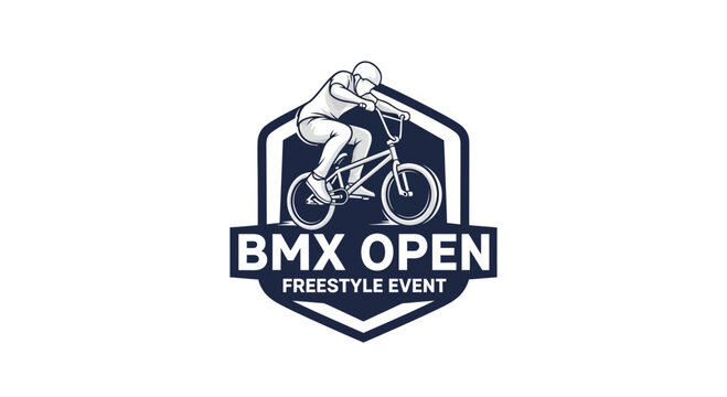 Dynamic Bmx Open Freestyle Event Emblem For Action Sports