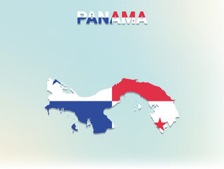 Fototapeta premium A modern flat illustration of the map of Panama filled with the national flag of Panama
