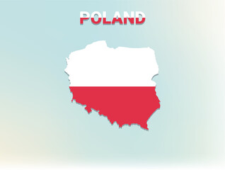 Obraz premium A modern flat illustration of the map of Poland filled with the national flag of Poland