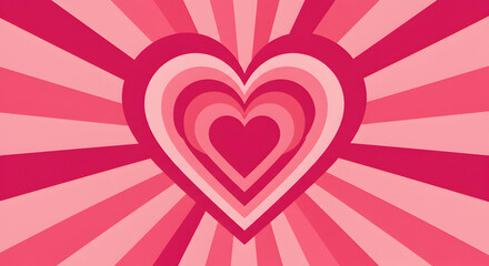 Layered Heart Design with Radiant Pink Rays
