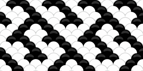 Abstract monochrome seamless pattern.  Elegant black and white scales create a visually striking geometric design, perfect for backgrounds, textiles, or website designs. © Olena
