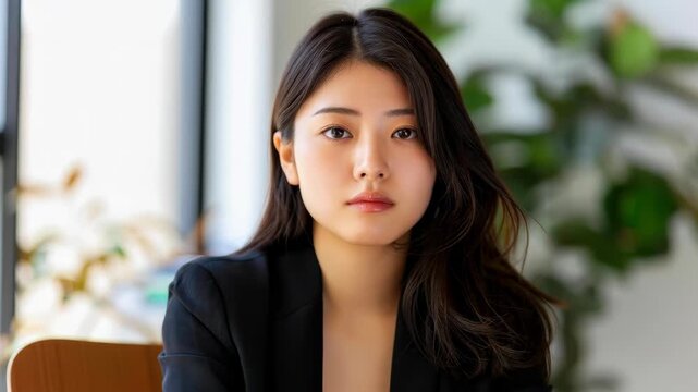 Confident Professional Portrait: A poised individual in formal attire exudes confidence, with a direct gaze suggesting focus and ambition.