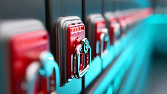 Safety in Detail: A close-up view of a row of emergency exit handles, highlighting their design and the sense of security they represent.