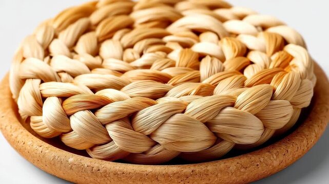 Coaster's Cozy Circle: This picture features a unique, intricately woven coaster. Made from natural materials, it brings a rustic charm and practicality to any surface it protects.