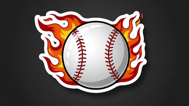 Baseball on Fire with Cartoon, Sport, and Illustration.