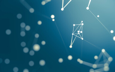 Fototapeta premium Abstract background. Molecules technology with polygonal shapes, connecting dots and lines. Connection structure. Big data visualization.