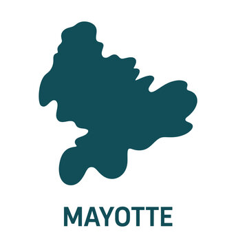 A dark green silhouette map of the French overseas department of Mayotte on a white background.