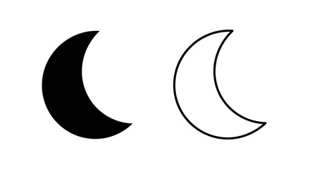 Obraz premium Simple Crescent Moon Silhouette and Outline Vector Icon