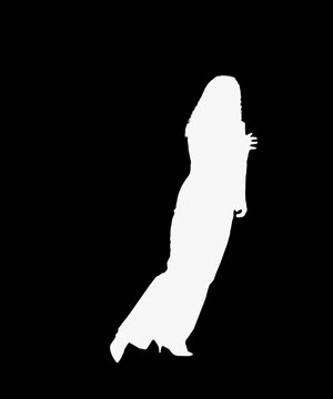 silhouette of a woman in daily action on work with alpha channel