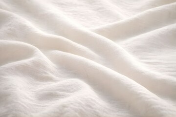 生成り色のリネン生地が自然光に揺れるクローズアップ｜ナチュラルで清潔感のあるミニマル背景