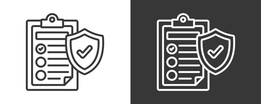 Policy Icon Set Vector Collection Isolated In Black And White