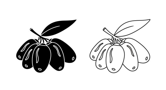 Fresh Dates Fruit Icon with Leaf Minimal Design for Ramadan and Healthy Food Concepts