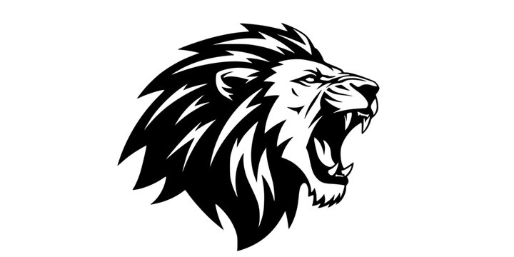 a lion roaring design silhouette vector illustration
