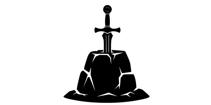 The Sword in the Stone Excalibur Silhouette Vector
