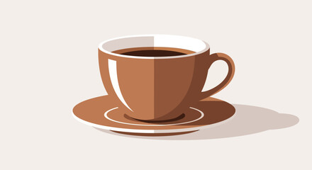 Brown Coffee Cup on Saucer.