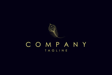 Luxury golden peacock feather logo with vector template design © Senadjan Design