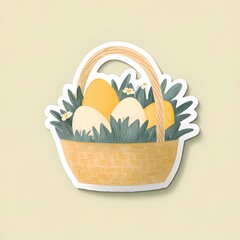 basket with easter eggs