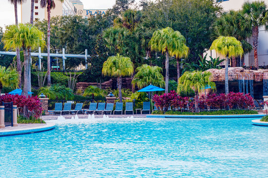 Hyatt Regency Orlando resort pool with palm trees