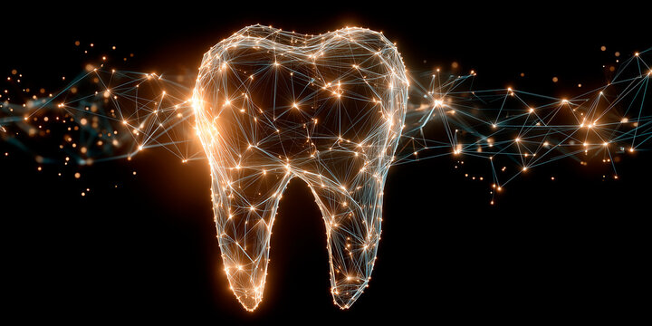 Digital tooth made of light nodes for modern dentistry and dental innovation