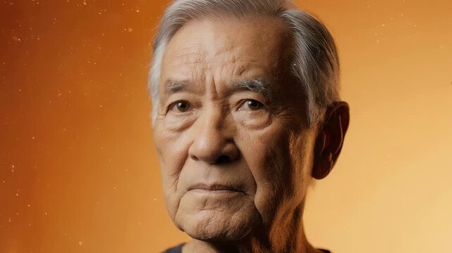 Elderly man with gray hair and a stern expression in a close-up portrait shot.