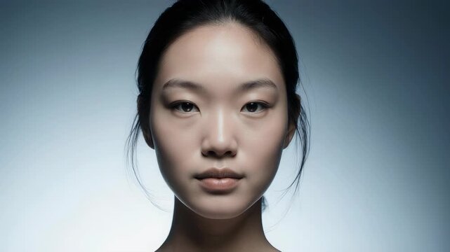 Beautiful asian woman with a serene expression and a poised gaze