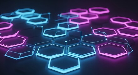 Obraz premium Abstract Network of Glowing Hexagons