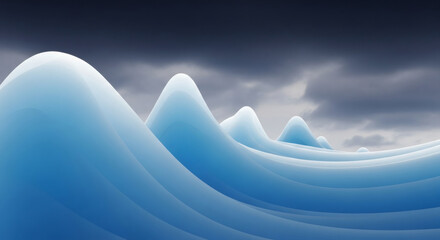 Blue Abstract Waves in Dark Sky